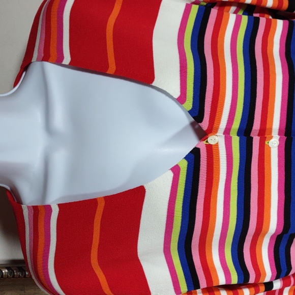 Venini Stripe V Neck Cardigan Sweater - Picture 2 of 6